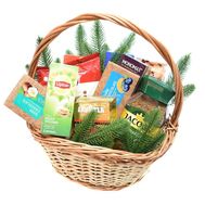 Большая новогодняя корзина сладостей