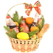 Basket with champagne for New Year