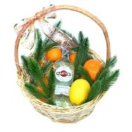 Martini and tangerines in a New Year's basket
