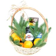 Новогодняя корзина с фруктами и Asti Martini