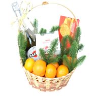 Новогодняя корзина с шампанским и Raffaello