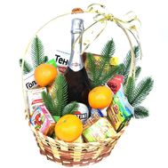 Новогодняя корзина с шампанским