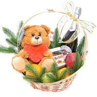 Новогодняя корзина сладостей и фруктов с Martini Asti