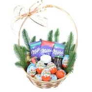New Year's Basket with chocolate Milka and Kinder