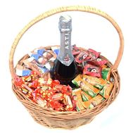 Подарочная корзина с Asti Martini и конфетами
