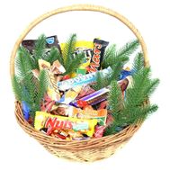 Подарочная новогодняя корзина сладостей