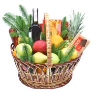 Christmas basket with wine