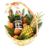 Champagne and fruit Christmas basket