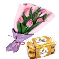 5 tulips with Ferrero Rocher