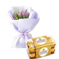 9 tulips with Ferrero Rocher