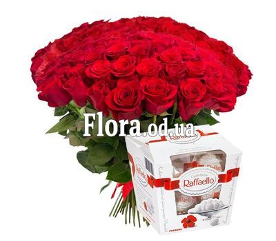 101 red roses and Raffaello