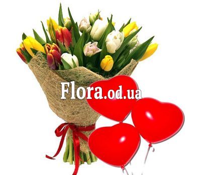 15 тюльпанов и шарики