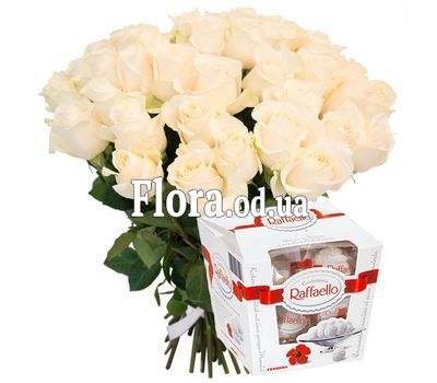 27 white roses and candy