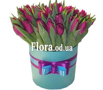 45 фіолетових тюльпанів в коробці