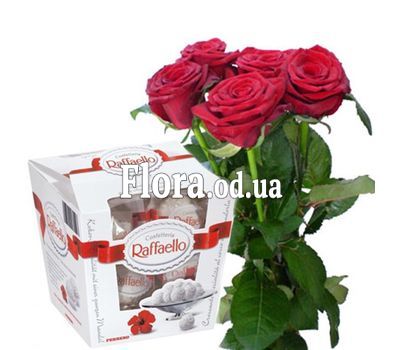 5 троянд і Raffaello 5 троянд і Raffaello