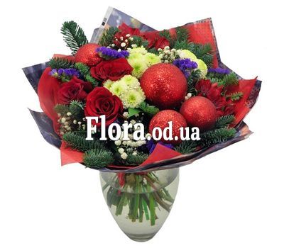 A bouquet of flowers is Christmas