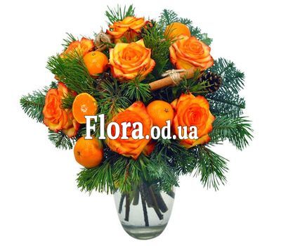 Букет квітів з мандаринами и Троянда