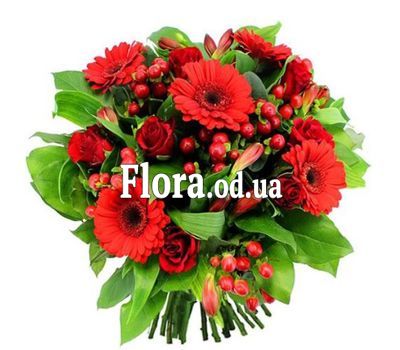Букет квітів в червоних тонах