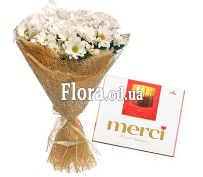 Букет з 9 хризантем і Merci