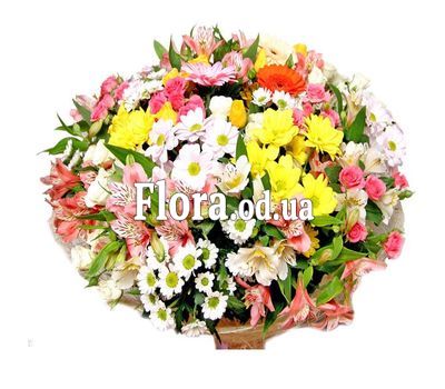 Букет из гербер, альстромерий и хризантем