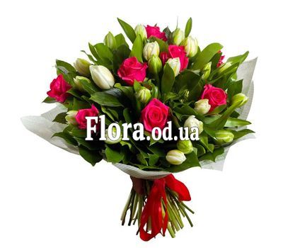 Букет из роз и тюльпанов