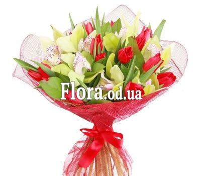 Bouquet of tulips and orchids Bouquet of tulips and orchids