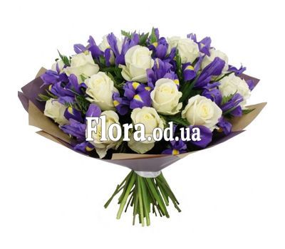 Bouquet of roses and irises