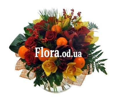 Bouquet with tangerines for New Year