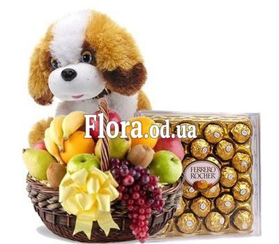 Фрукты, собачка, конфеты