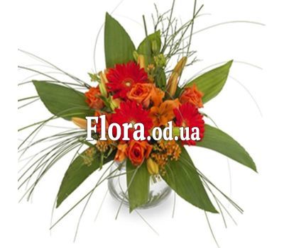 Gerberas and roses in a bouquet