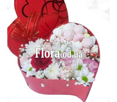 Box with flowers and sweets