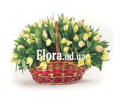 Кошик з 85 тюльпанів Кошик з 85 тюльпанів