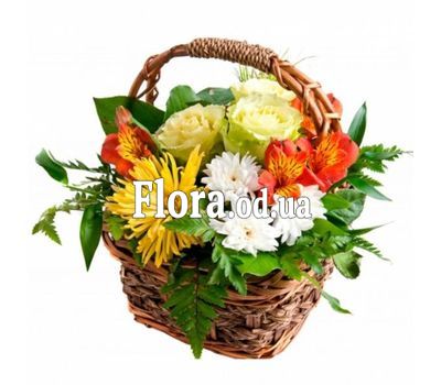 Bright basket with flowers