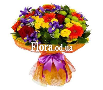 Bright bouquet with irises