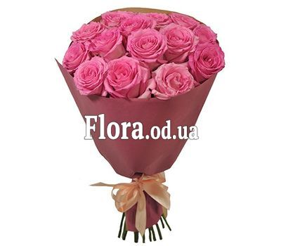 15 розовых роз 70 см