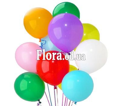 15 bright multi-colored balloons.