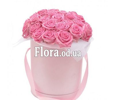 25 pink roses in a box