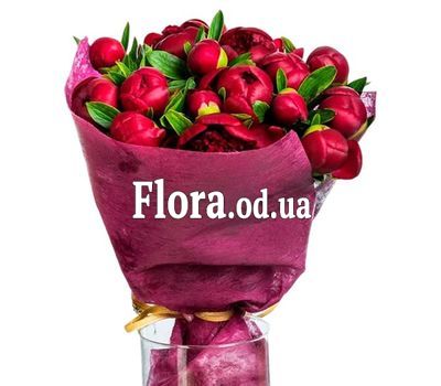 Букет из 15 бордовых пионов