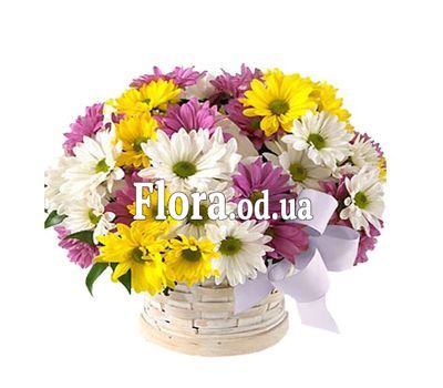 Basket of flowers from chrysanthemums