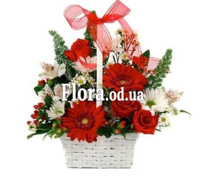 Basket of gerberas and roses