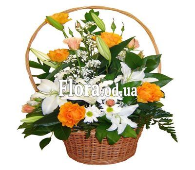 Basket of roses and lilies