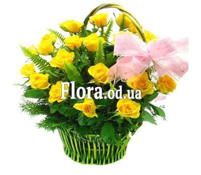 Корзина из желтых роз