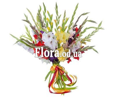 Красочный букет гладиолусов