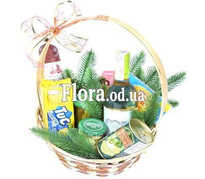 Корзина новогодняя с вином