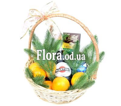 Новогодняя корзина с фруктами и Asti Martini