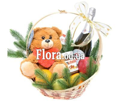 Новогодняя корзина сладостей и фруктов с Martini Asti