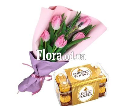 5 tulips with Ferrero Rocher