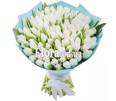 A bouquet of 101 white tulips